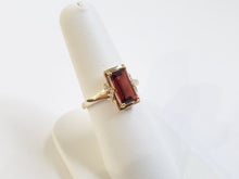 Load image into Gallery viewer, 14k Yellow Gold Rectangle Garnet w/ Pave Diamond Accents Ring (I9746)
