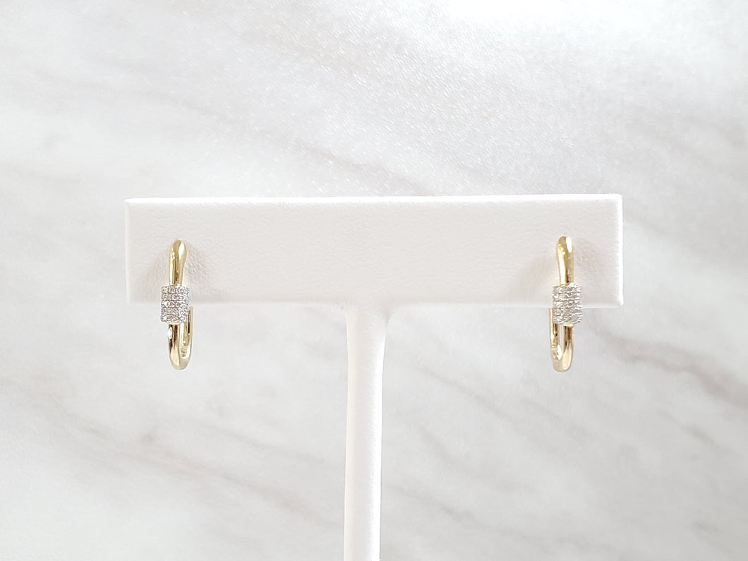 14k Yellow Gold Diamond Rondelle U-Shaped Hoop Earrings (I9852)