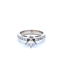 Load image into Gallery viewer, Semi-Mounting 14k White Gold Diamond Milgrain Edged Engagement &amp; Wedding Band Set (I383)
