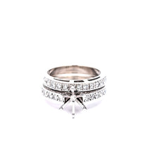 Load image into Gallery viewer, Semi-Mounting 14k White Gold Diamond Milgrain Edged Engagement &amp; Wedding Band Set (I383)
