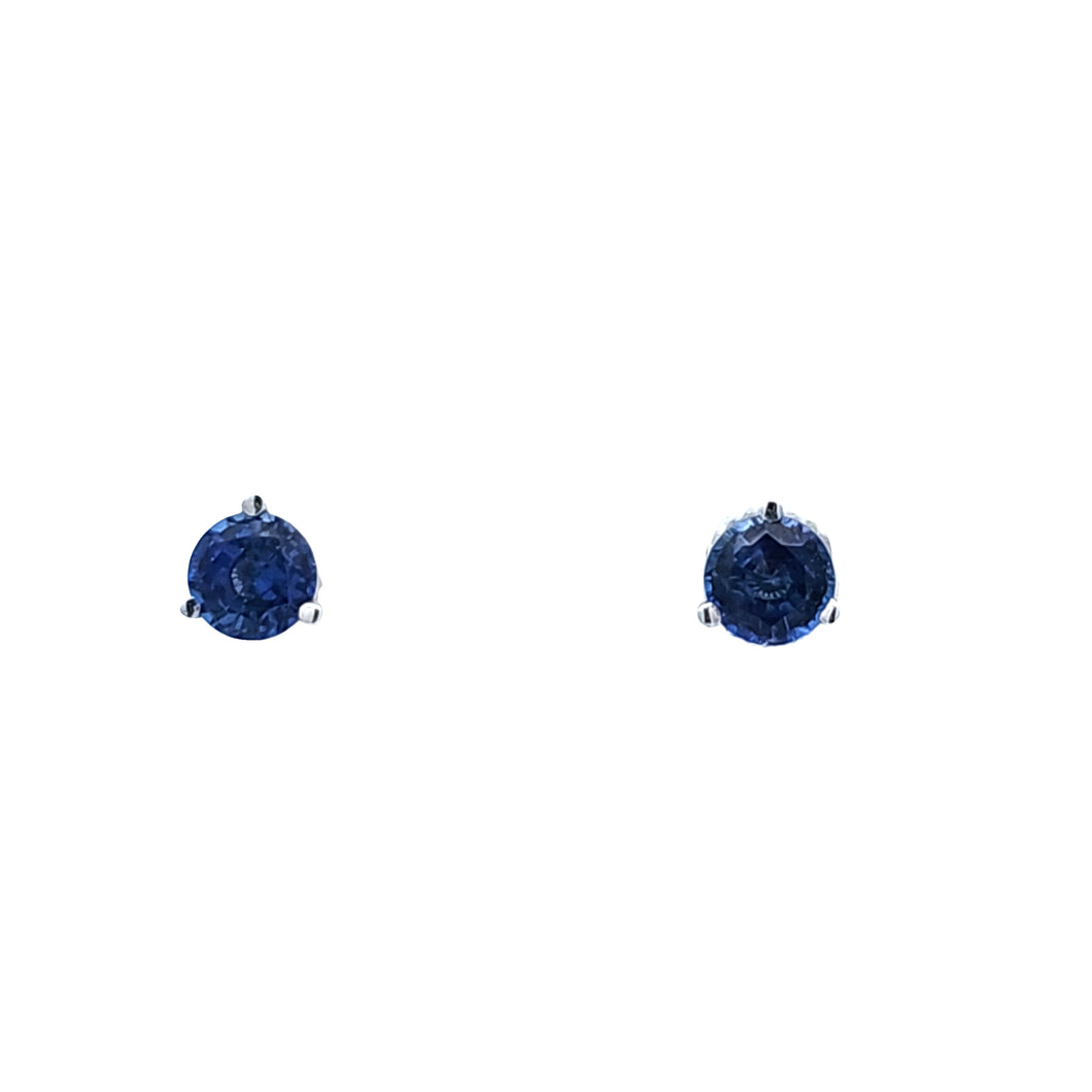 14k White Gold Sapphire Solitaire Stud Earrings (I8250)
