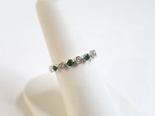 Load image into Gallery viewer, 14k White Gold Bezel Set Diamond &amp; Emerald Band
