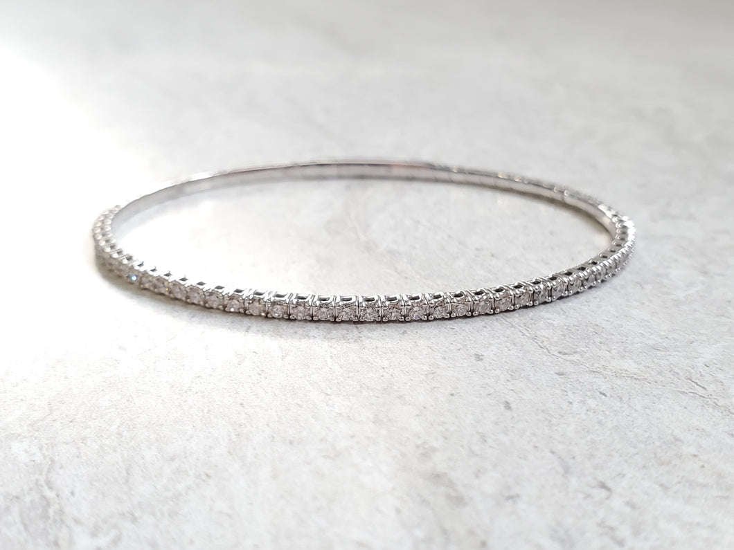 14k Gold Diamond Tennis Flex Cuff Bracelet