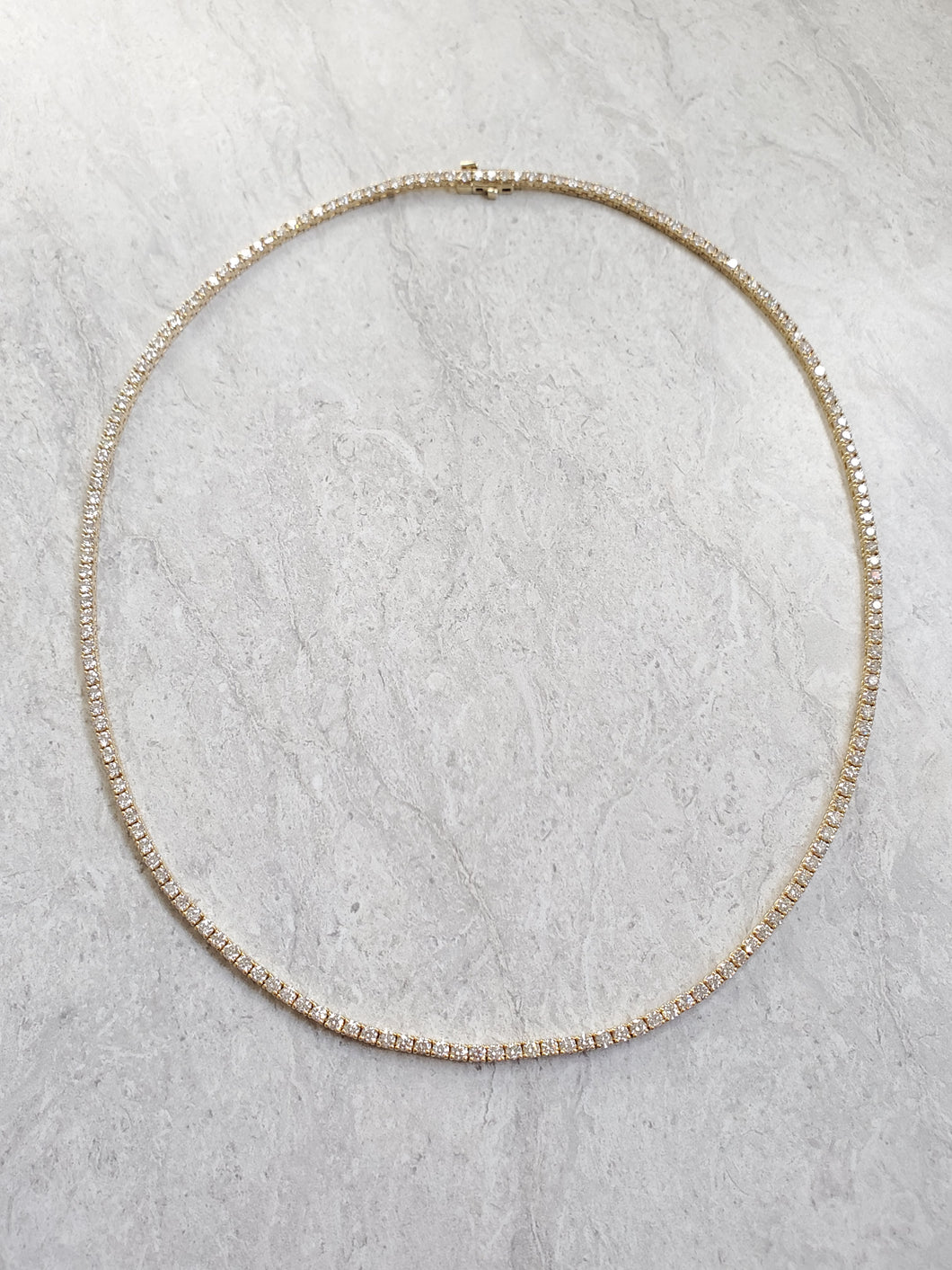 14k Yellow Gold 7.16ctw Diamond Tennis Necklace (I9671)