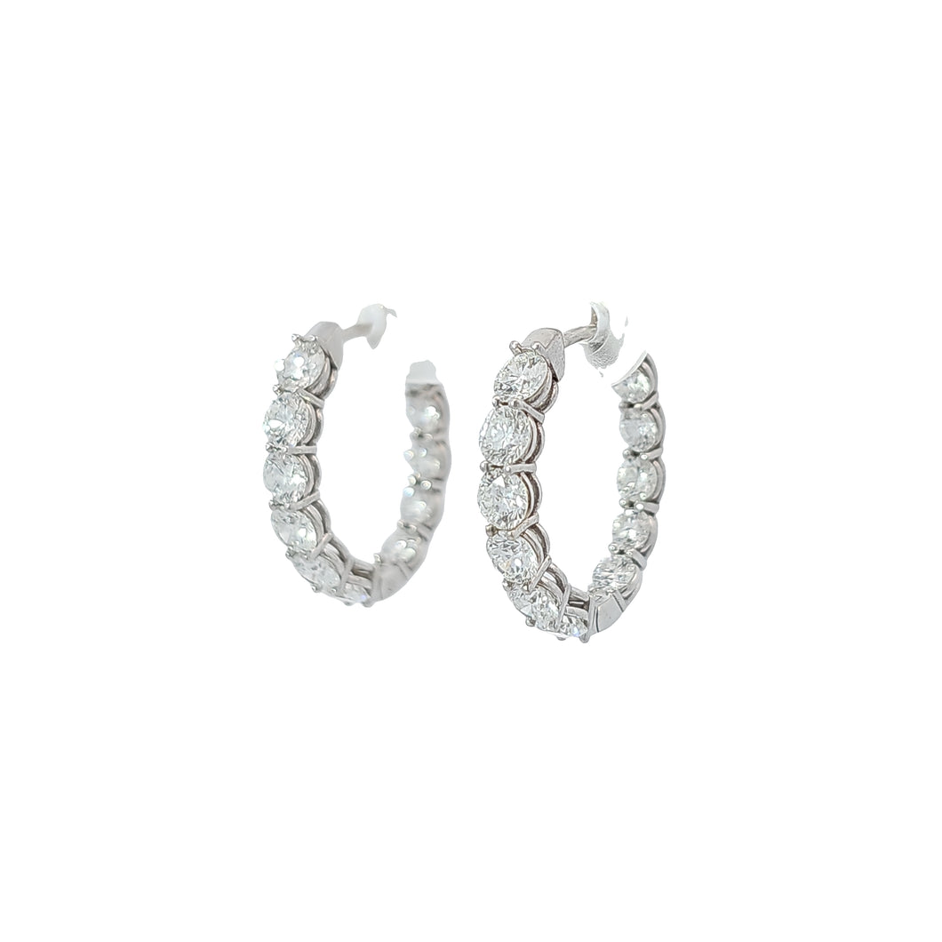 14k White Gold 2.73ctw Diamond Inside Out Hoop Earrings (I9899)
