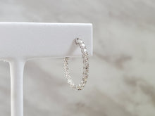 Load image into Gallery viewer, 14k White Gold Diamond Inside-Out Oval Hoop Earrings (I9806)
