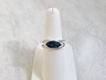 Load image into Gallery viewer, 14k White Gold Marquise London Blue Topaz &amp; Diamond Split Band Ring (I9734)
