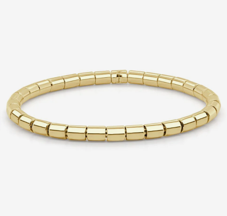 14k Yellow Gold 4mm Solid Barrel Stretch Bracelet (I9120)