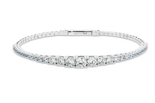 Load image into Gallery viewer, Kelly Waters Platinum Finish Graduating CZ Tennis Bangle Bracelet (SI6009)
