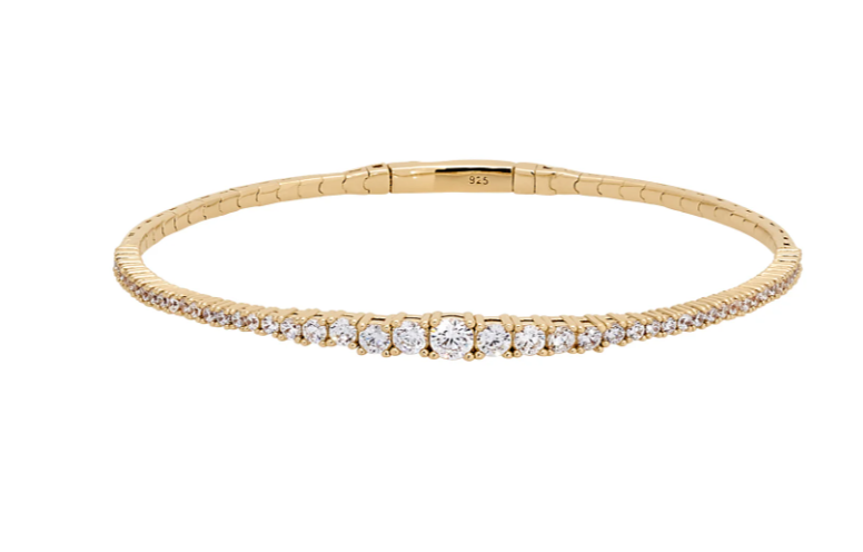 Kelly Waters Gold Plated Graduating CZ Tennis Bangle Bracelet (SI6010)