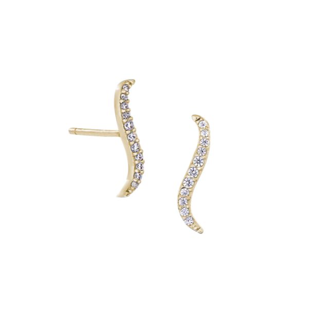 Kelly Waters Gold Plated CZ Wave Stud Earrings (SI6026)