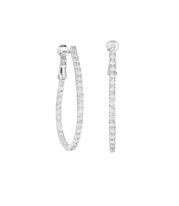 Kelly Waters Platinum Finish Inside Out CZ Oval Hoop Earrings (SI6029)