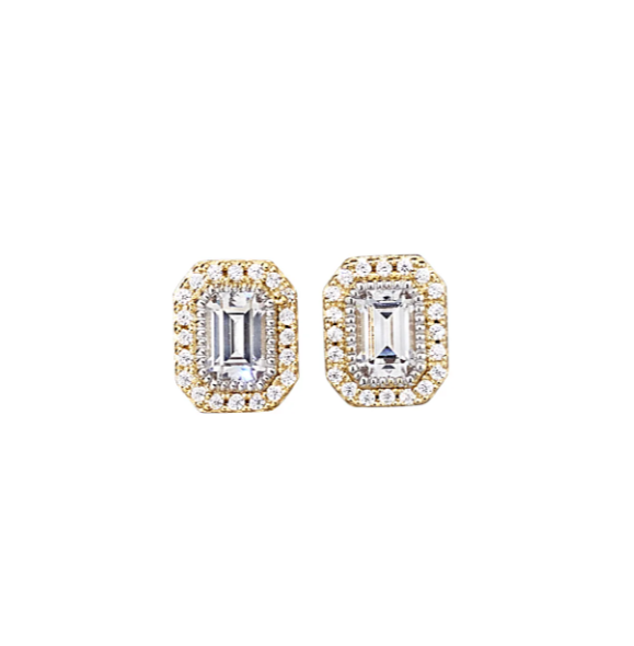 Kelly Waters Gold Plated CZ Halo Stud Earrings (SI6033)