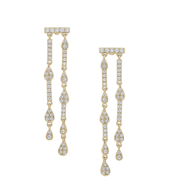 Kelly Waters Gold Plated CZ Double Dangle Earrings (SI6038)