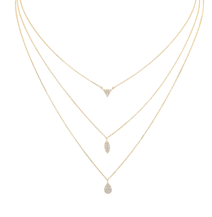 Kelly Waters Gold Plated Geometric CZ Triple Strand Necklace (SI6046)