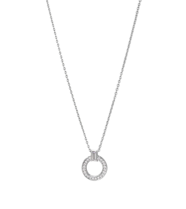 Kelly Waters Platinum Finish CZ Circle Necklace (SI6049)