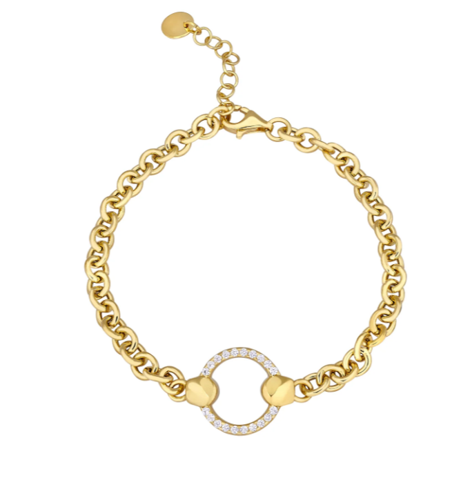 Kelly Waters Gold Plated CZ Circle Chain Bracelet (SI6056)