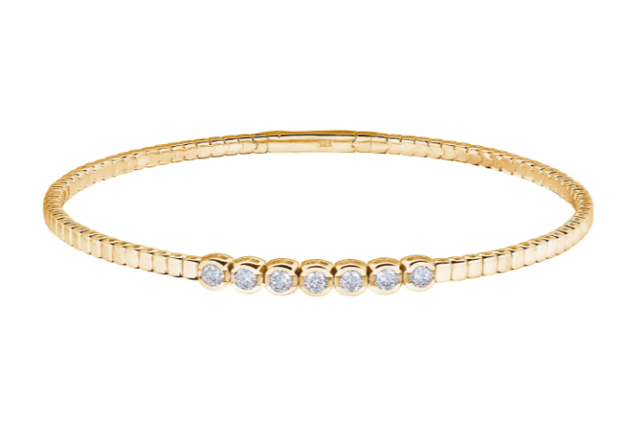 Kelly Waters Gold Plated Bezel CZ Flex Cuff Bracelet (SI6062)