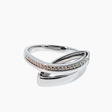 Load image into Gallery viewer, Rhodium Plated Sterling Silver White Sapphire Twist Ring
