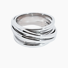 Load image into Gallery viewer, Rhodium Plated Sterling Silver Multi-Band Crossover Ring
