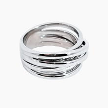 Load image into Gallery viewer, Rhodium Plated Sterling Silver Multi-Band Crossover Ring
