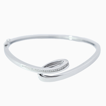 Load image into Gallery viewer, Rhodium or Gold Plated White Sapphire Twisted Bangle Bracelet
