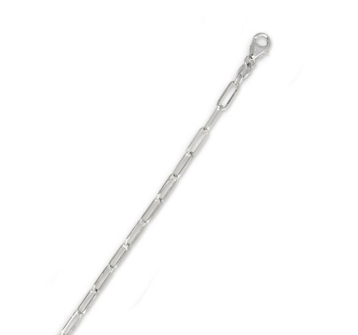 14k White Gold 2.5mm Paperclip Chain 20