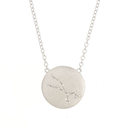 Ella Stein Matte Silver Diamond Taurus Constellation Necklace (SI3253)