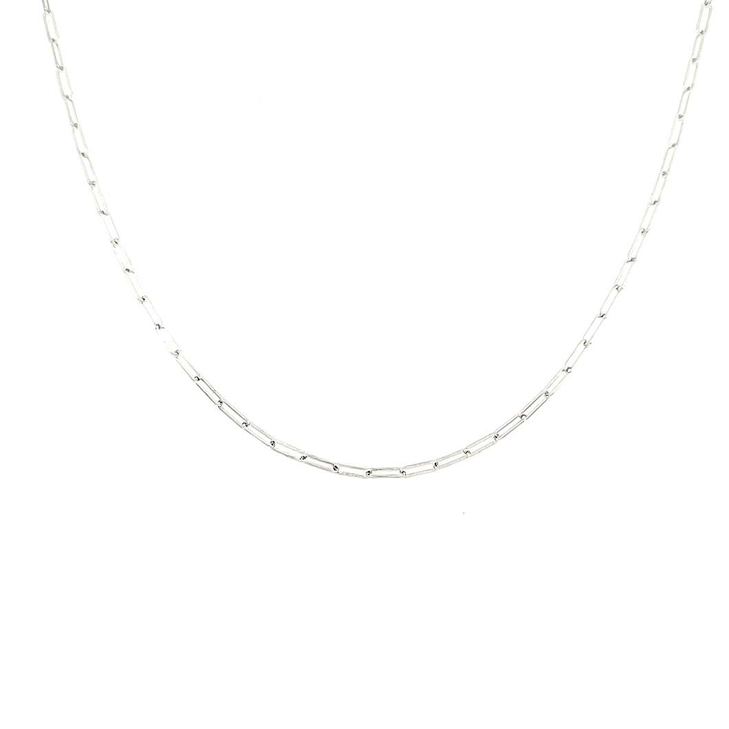 14k White Gold Paperclip Necklace (I6119)