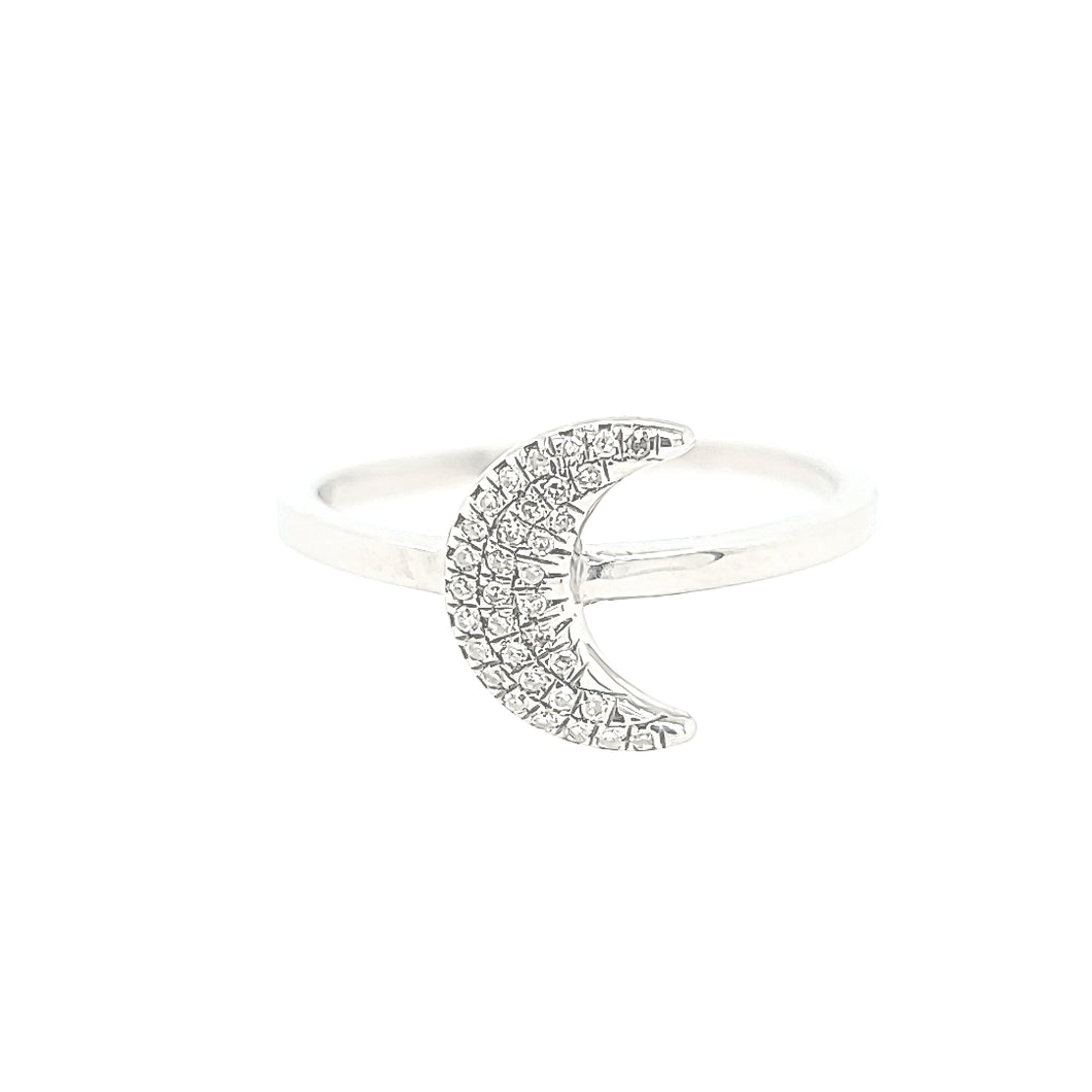 Ella Stein SS Diamond Crescent Moon Ring (SI1982)
