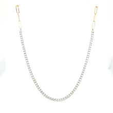 Load image into Gallery viewer, Gold &amp; Diamond Half/Half Paperclip Tennis Necklace (I7460)
