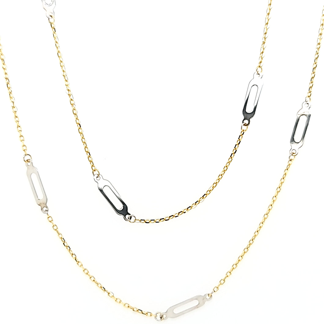 Two Tone Elongated Ring Necklace (I5863)