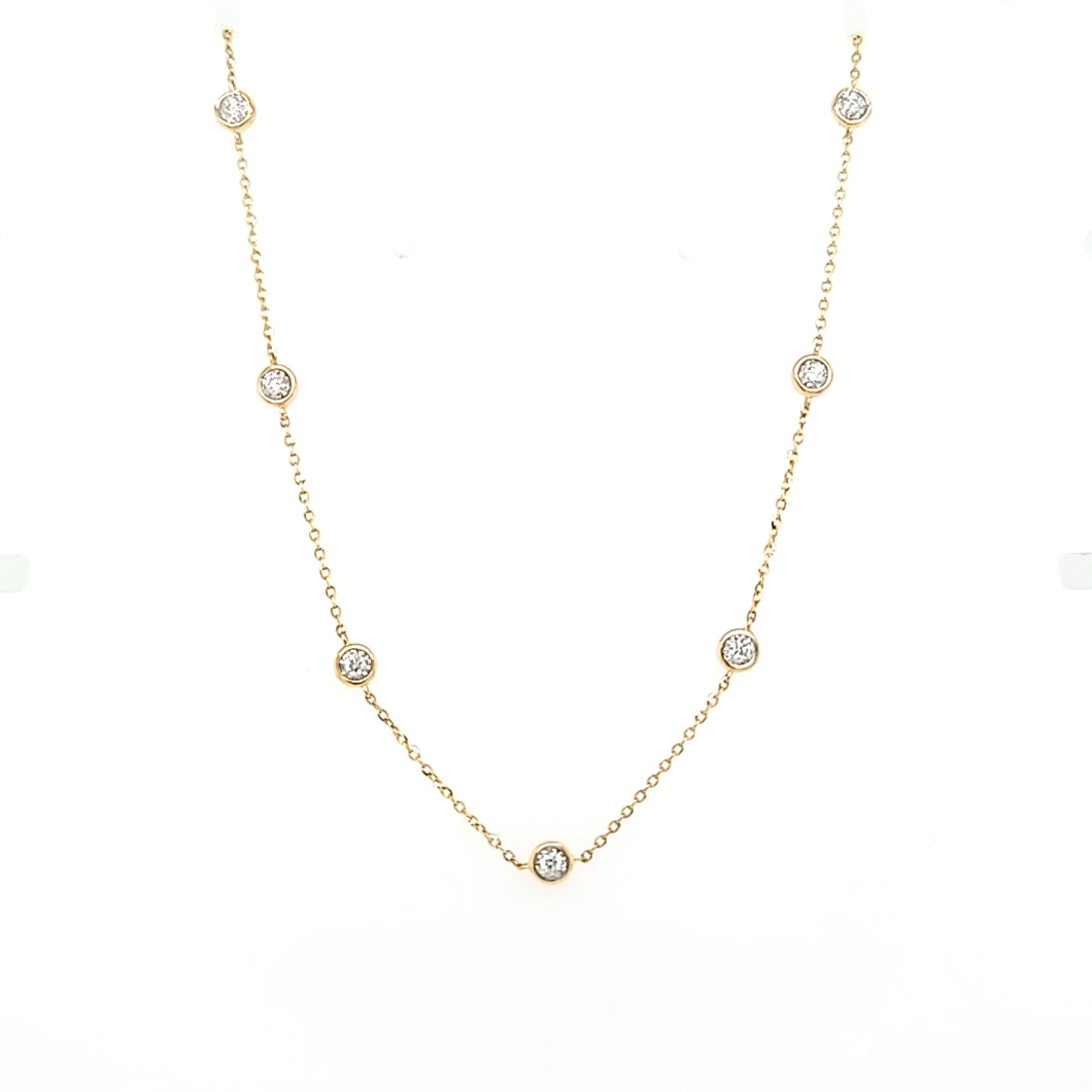 14k Yellow Gold & Diamond Station Necklace (I6799)