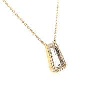Load image into Gallery viewer, 14k Yellow Gold White Quartz &amp; Diamond Pendant Necklace (I5954)
