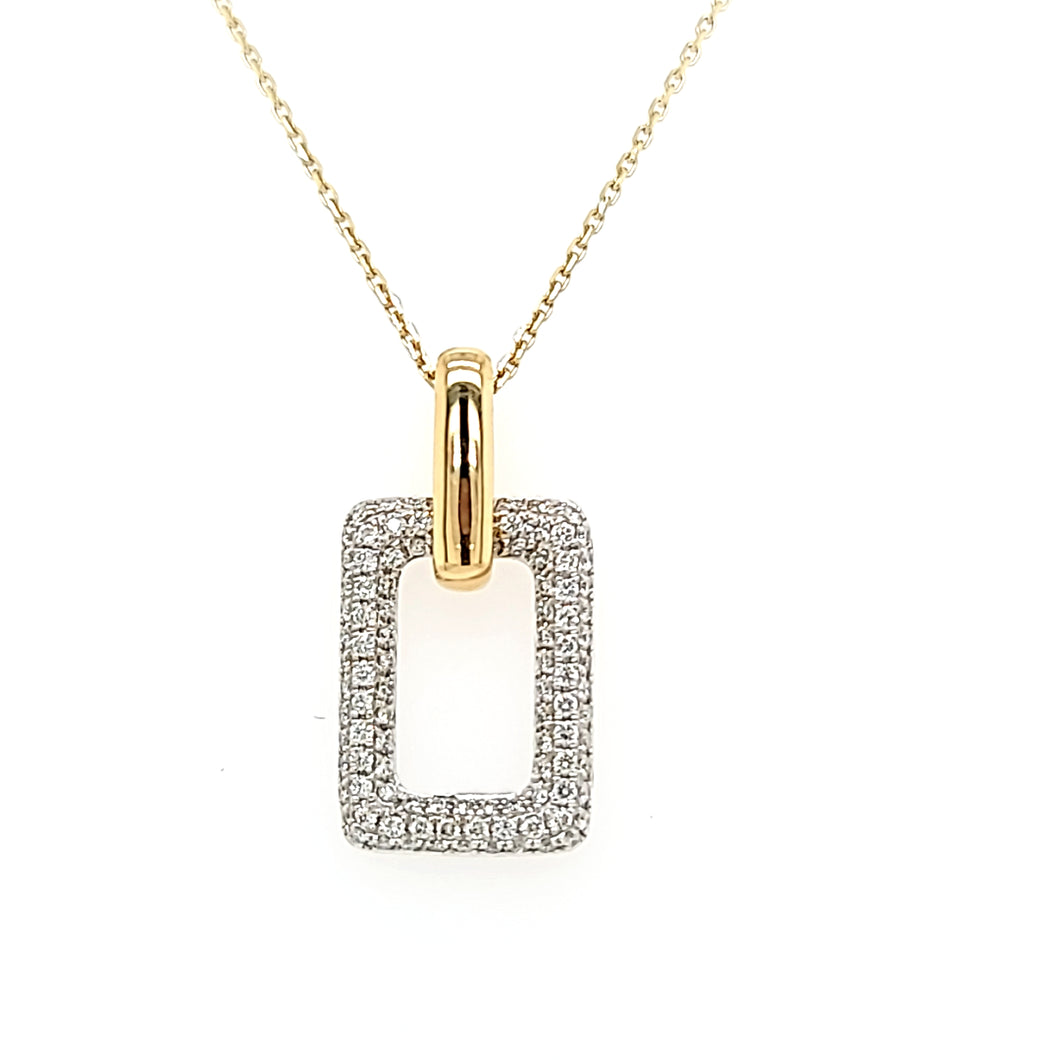 Yellow Gold Pave Diamond Rectangle Necklace (I5926)