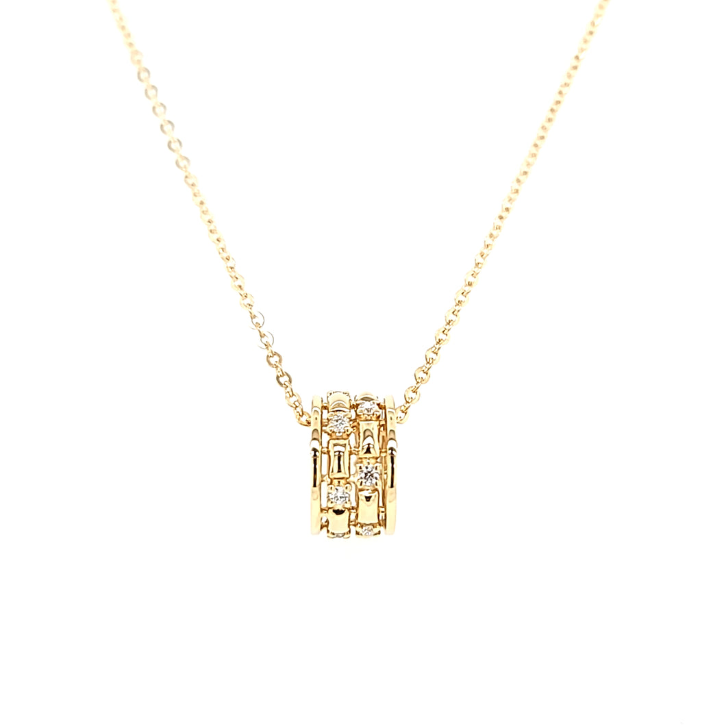 14k Yellow Gold Diamond Wheel Necklace (I7545)