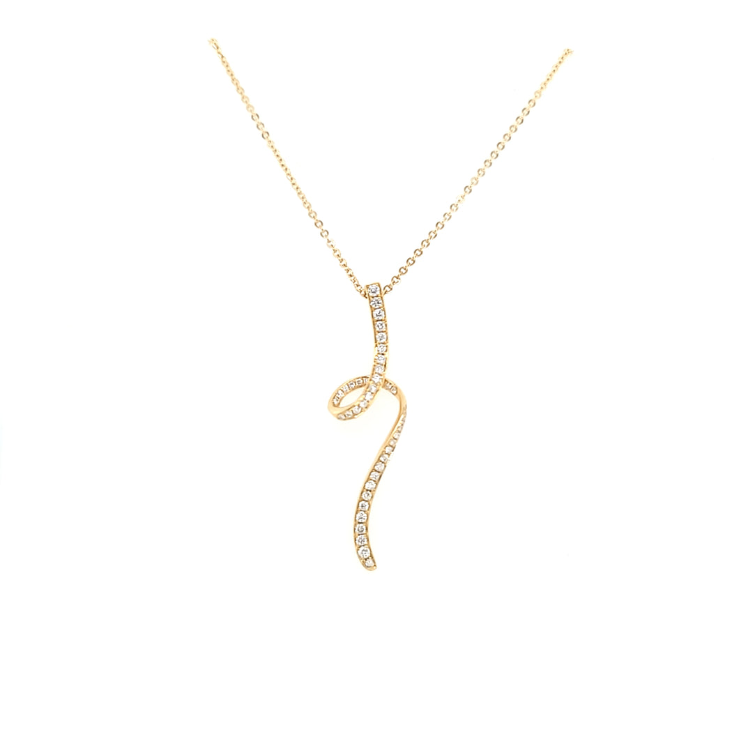 14k Yellow Gold Diamond Swirl Necklace (I7546)