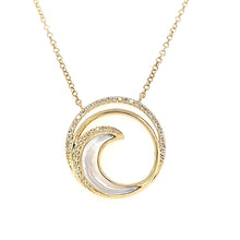 Load image into Gallery viewer, 14k Yellow Gold Mother of Pearl &amp; Diamond Swirl Necklace (I7597)
