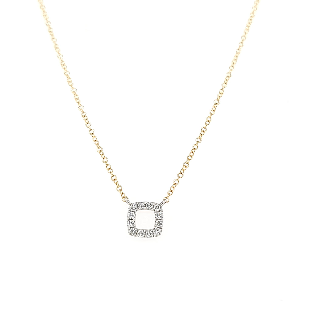 Petite Diamond Negative Space Square Necklace (I5950)
