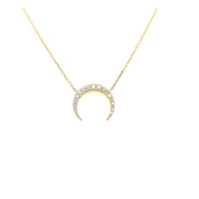 Load image into Gallery viewer, 14k Yellow Gold Upside Down Diamond Crescent Necklace (I6433)
