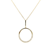 Load image into Gallery viewer, 14k Yellow Gold Negative Space Gold Diamond Circle Necklace (I7143)
