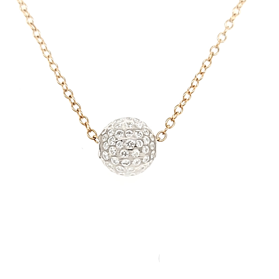 14k Yellow Gold Carbon Diamond Sphere Necklace (I1277)