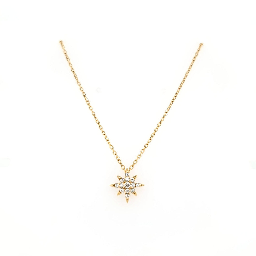 14k Yellow Gold Diamond Star Necklace (I5844)
