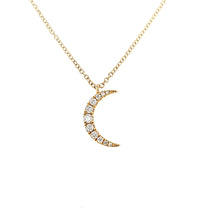 Load image into Gallery viewer, 14k Yellow Gold Diamond Crescent Moon Necklace (I5935)
