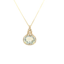 Load image into Gallery viewer, 18k Yellow Gold Oval Green Amethyst Necklace (I6734)
