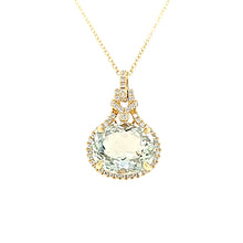 Load image into Gallery viewer, 18k Yellow Gold Oval Green Amethyst Necklace (I6734)
