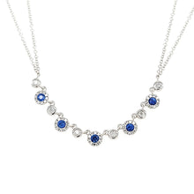 Load image into Gallery viewer, 14k White Gold Sapphire &amp; Diamond Double Strand Necklace (I7564)
