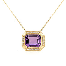 Load image into Gallery viewer, 14k Matte Yellow Gold Amethyst &amp; Diamond Necklace (I7524)
