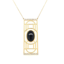 Load image into Gallery viewer, 18k Yellow Gold Art Deco Onyx &amp; Diamond Necklace (I6605)
