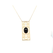 Load image into Gallery viewer, 18k Yellow Gold Art Deco Onyx &amp; Diamond Necklace (I6605)
